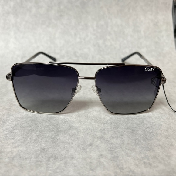 Quay Australia Air Control Aviator Sunglasses Gunmetal Smoke - Picture 6 of 8